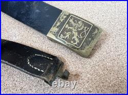 Czechoslovakia Army Leather Belt CS Lion Buckle