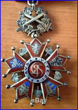 Czechoslovakia, Czech RARE Order of White Lion 4th class with SWORDS! Military