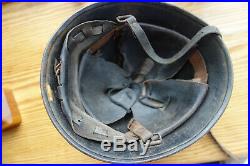 Dutch M38 KNIL helmet WWII era with leather liner and rear flap for skirt