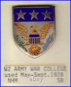 EX RARE Pre-WW2 US Army RA DI DUI Crest Pin Army War College May-Sept 1928 S/B