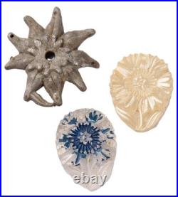 Edelweiss Flower 1st Mountain Div. Hat badge Cocarde WWII set Military Pin Glass