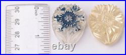 Edelweiss Flower 1st Mountain Div. Hat badge Cocarde WWII set Military Pin Glass