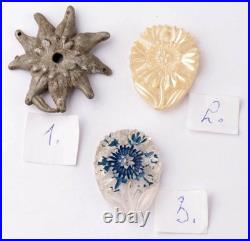 Edelweiss Flower 1st Mountain Div. Hat badge Cocarde WWII set Military Pin Glass