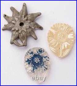 Edelweiss Flower 1st Mountain Div. Hat badge Cocarde WWII set Military Pin Glass
