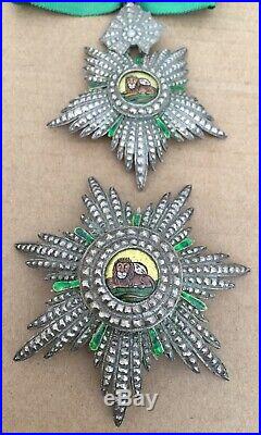 Empire of Iran Order of the Lion and Sun Commander Set Neck & Brest Badge Medal