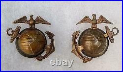 English-Made WWI USMC Marine P1920 Collar EGA Pin Pair Badge D Snyder Collection