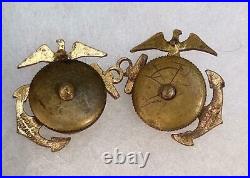 English-Made WWI USMC Marine P1920 Collar EGA Pin Pair Badge D Snyder Collection