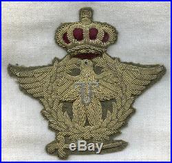 Extremely Rare 1920s Romanian Air Force Officer Hat Badge in Bullion