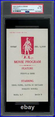 FOUR'S A CROWD / 1939 Movie Ticket on USS Mississippi, Rosalind Russell, PSA 6