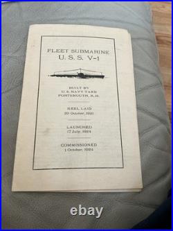 Fleet Submarine U. S. S. V-1 Original Leaflet 1924