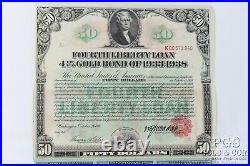 Fourth Liberty Loan 4 1/4% Gold Bond of 1933-1938 $50 Replacement Bond 20810