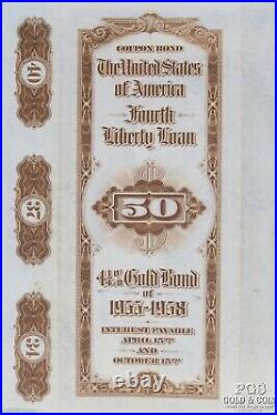 Fourth Liberty Loan 4 1/4% Gold Bond of 1933-1938 $50 Replacement Bond 20810