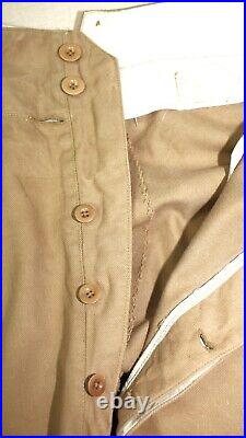 French Army Colonial Officer 1920s/30s Riding Buckle Back Beige Cotton Pants W38