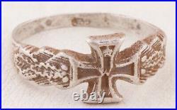 GERMAN Ring IRON Cross WWII ww1 WWI ww2 STERLING Silver 835 GERMANY 1914 Trench