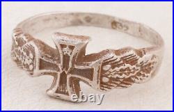 GERMAN Ring IRON Cross WWII ww1 WWI ww2 STERLING Silver 835 GERMANY 1914 Trench