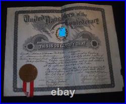 General Braggs Staff United Daughters of Confederacy 1928 Certificate Scherak