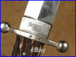 German Hunting Spear Point Bowie Knife Stag Horn Hilt A. Feist & Co Solingen