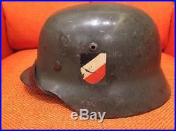 German M35 Heer double decal helmet with liner and chin strap Apple Green big 66