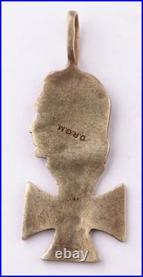 German Silver 800 Paul von Hindenburg empire WW1 Iron Cross WWI Pendant Germany