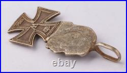 German Silver 800 Paul von Hindenburg empire WW1 Iron Cross WWI Pendant Germany