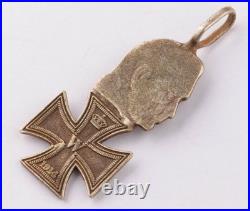German Silver 800 Paul von Hindenburg empire WW1 Iron Cross WWI Pendant Germany