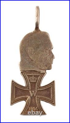 German Silver 800 Paul von Hindenburg empire WW1 Iron Cross WWI Pendant Germany