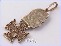 German Silver 800 Paul von Hindenburg empire WW1 Iron Cross WWI Pendant Germany
