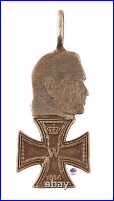German Silver 800 Paul von Hindenburg empire WW1 Iron Cross WWI Pendant Germany