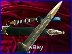 German dagger knife etched scabbard blade Rohm dagger hanger