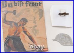 German postcard WWII Badge WW2 Skull bones Ring Military WW1 Helmet WWI Award