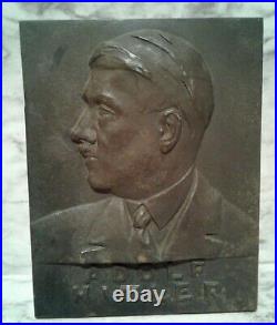 Germany Third Reich Era Adolf Hitler Heavy Metal Profile Wall Plaque Maker WG