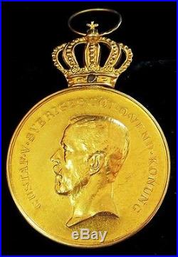 Gold Sweden Royal Patriotic Society Medal Cased