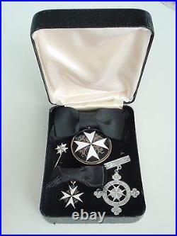 Great Britain Order Of St. John For Ladies + Miniatures. Cased. Silver Rare. Vf+