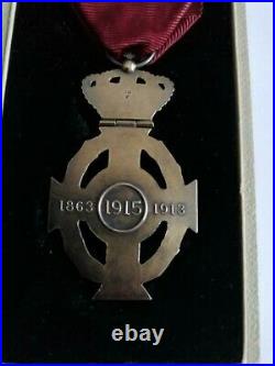 Greece Royal Order of King George I, 5th class with case RARE Emission SILVER