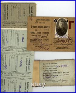 Group 8 Russian Soviet Rail Road Transportation ID Booklets Transport Coupons