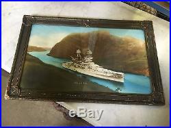 Hand Colored Photo of the USS Arizona in Panama Canal 1931 Photographed Print