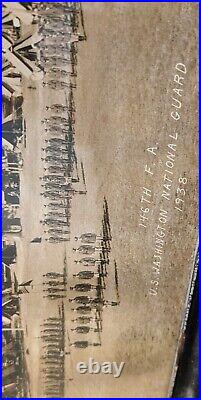 Huge 1930s Panoramic Photograph 1938 Washington State National Guard 56 X 9.5