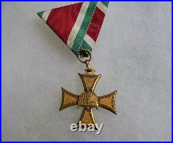 Hungary Kingdom 1935 Officers Long Service Cross Original Vintage with Ribbon