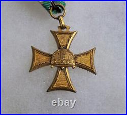 Hungary Kingdom 1935 Officers Long Service Cross Original Vintage with Ribbon