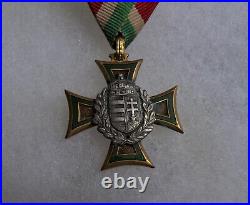 Hungary Kingdom 1935 Officers Long Service Cross Original Vintage with Ribbon