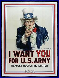I WANT YOU FOR US ARMY CineMasterpieces 1917 WW1 ORIGINAL UNCLE SAM POSTER