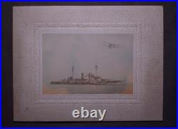 Imperial Japanese Navy Battleship Kashima with Maurice Farman Seaplane Photo
