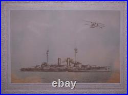 Imperial Japanese Navy Battleship Kashima with Maurice Farman Seaplane Photo