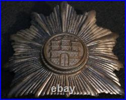 Interwar German Weimar Republic City of Hamburg Police Shako Front Plate Emblem