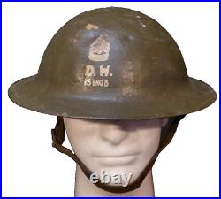 Interwar WWII Refurbished M1917 Helmet First Sergeant 15th Engineer Battalion