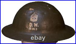 Interwar WWII Refurbished M1917 Helmet First Sergeant 15th Engineer Battalion