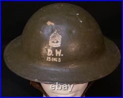 Interwar WWII Refurbished M1917 Helmet First Sergeant 15th Engineer Battalion