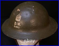 Interwar WWII Refurbished M1917 Helmet First Sergeant 15th Engineer Battalion