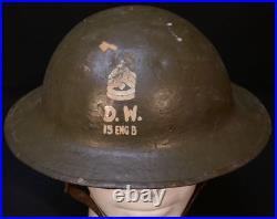 Interwar WWII Refurbished M1917 Helmet First Sergeant 15th Engineer Battalion