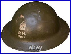 Interwar WWII Refurbished M1917 Helmet First Sergeant 15th Engineer Battalion